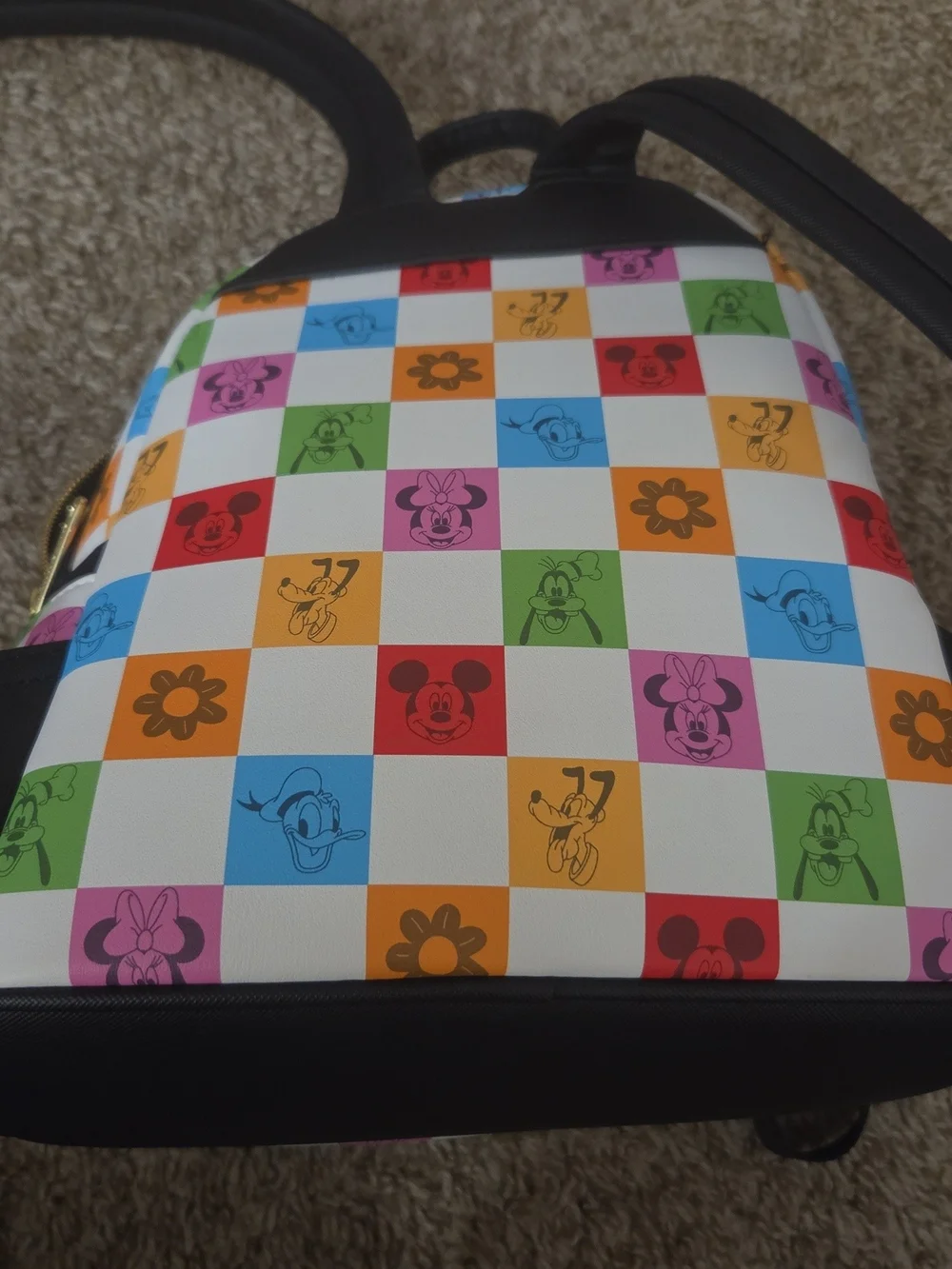 Loungefly Kids White Multicolor Disney Checkerboard Mini Backpack